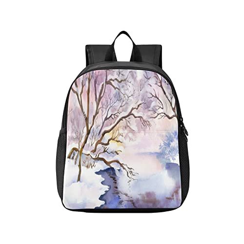 BIOTUZ Mochilas para niños pequeños con paisaje de acuarela, mochila preescolar, mochila escolar para jardín de infantes, mochila de viaje, Paisaje Acuarela Paisaje1, Small