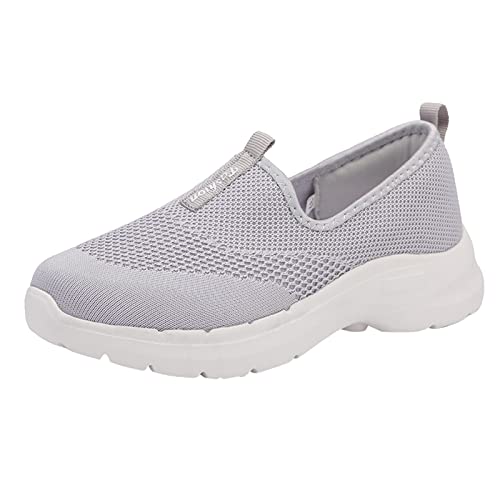 Zapatillas de correr para mujer, impermeables, elegantes, suaves, ligeras, transpirables, para caminar, impermeables, planas, para entrenamiento, correr, entrenamiento, gris, 40 EU