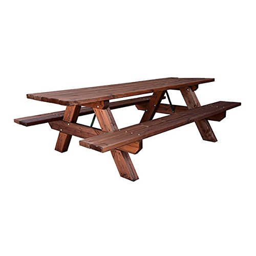 ESTRUCMADER - Mesa Picnic de Madera para jardín 245cm, para 10 pers, Color Cerezo