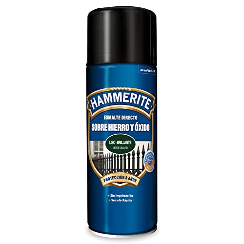 Hammerite Esmalte directo sobre hierro y óxido Liso Brillante en Spray Verde Oscuro 400 ml