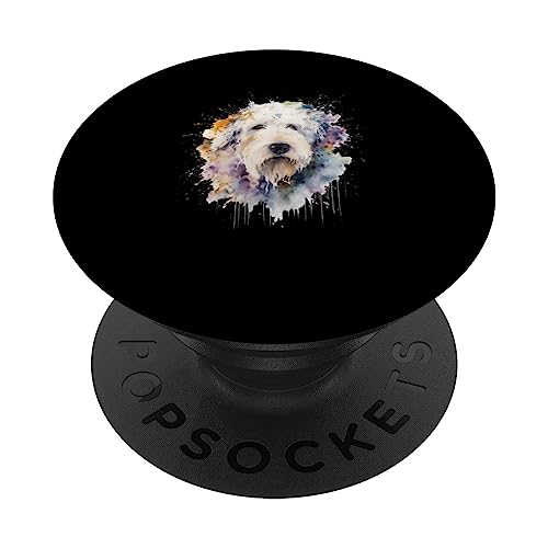 Colorido perro pastor inglés antiguo acuarela arte PopSockets PopGrip Intercambiable