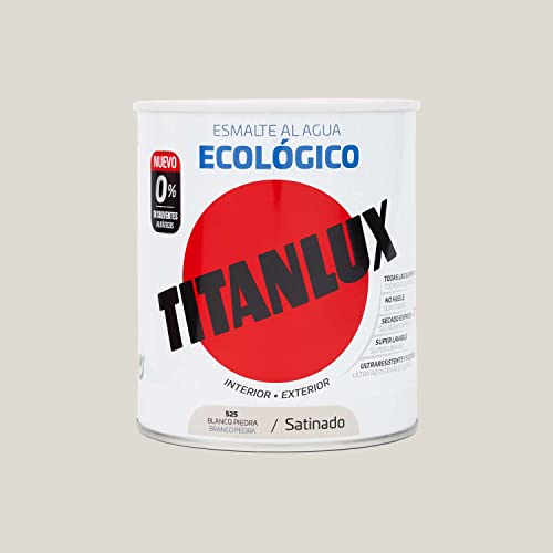 Titanlux Ecológico Esmalte al agua mulisuperficie Satinado Blanco Piedra 250 ml