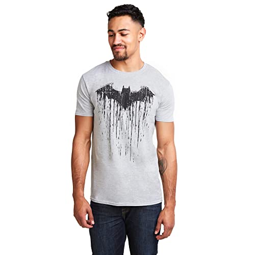 DC Comics Pintura Batman Camiseta, Gris, L para Hombre