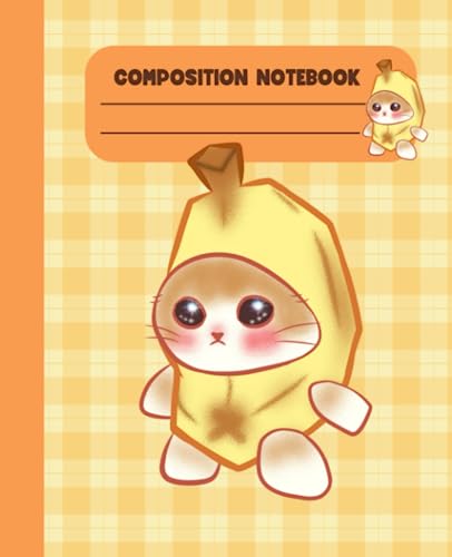 Composition Notebook: Banana Cat Meme Notebook Pastel Yellow Cute Kitten College Ruled 120 Pages