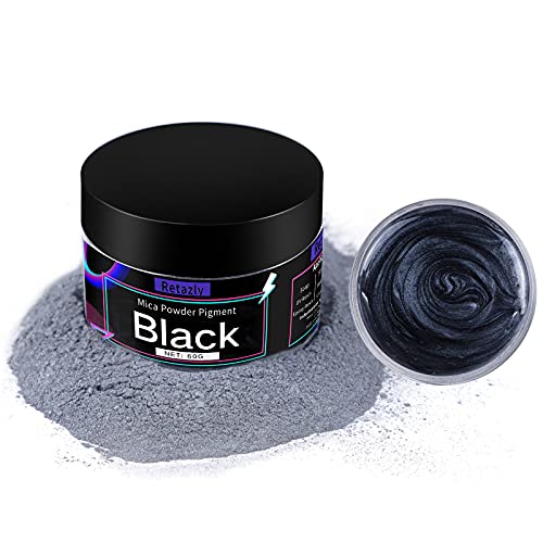 Retazly Pigmentos para Resina Epoxi, 60G Negro Mica en Polvo Natural Tintes para Hacer Jabón, Pintura, Arte Uñas y Arte de Bricolaje