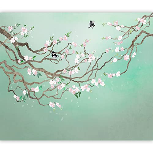 murando Fotomurales Pájaro am Rama 350x256 cm XXL Papel pintado tejido no tejido coración Pared corativos Murales morna Diseno Fotográfico Árbol Flor de cerezo Árbol Japón como pintado b-A-10281-a-a