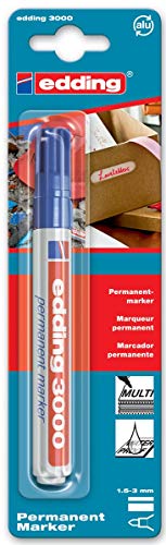 Rotulador edding marcador permanente 3000 azul n.3 punta redonda 1,5-3 mm blister de 1 unidad