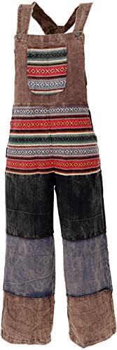 GURU SHOP Patchwork - Pantalones largos para mujer, algodón, estilo japonés, ropa alternativa, marrón, 38