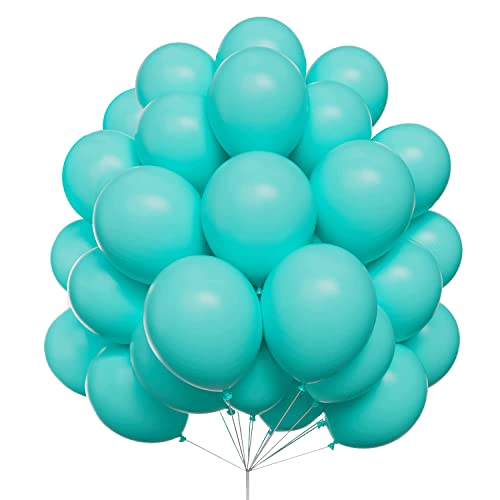100 globos de 30 cm, color turquesa, globos de látex azul verdosos, globos neutros de helio para fiestas de té, decoraciones de cumpleaños, bodas, baby showers, graduaciones, fiestas temáticas.