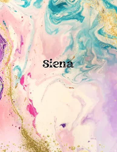 Siena: Cover Style Water Color - Personalized Name Notebook | Wide Ruled Paper Notebook Journal | For Teens Kids Students Girls| For Home School College | 8.5 x 11 inch 160 pages