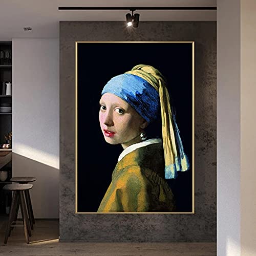 CDLV Obra maestra de Jan Vermeer La niña con aretes de perlas Retrato clásico Arte Lienzo Pintura Decoración del hogar Mural 30x40cm (12x16in) Sin marco