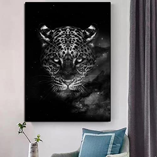 ZIORO Cuadros De Pared De Sala Nordic Black And White Animals Canvas Pintura Wall Art Night Sky Leopard Posters And Prints Modern Home Decor 50x70cm