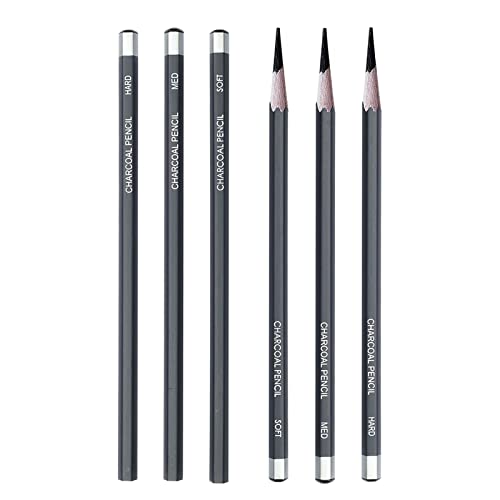 Carboncillo Para Dibujo, Lápices Carboncillo, Carboncillo Para el Arte, Lapices Carboncillo Negro, Lápices de Carbón, Lápices de Dibujo, Carbón para Dibujar, Plumas de Artista, 3 Durezas, Negro