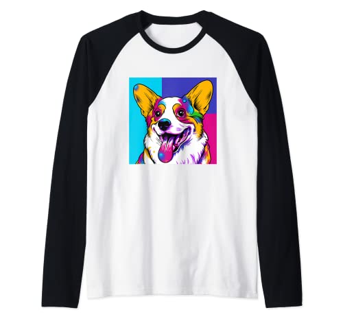 Corgi Art Pop Pintura moderna contemporánea Camiseta Manga Raglan