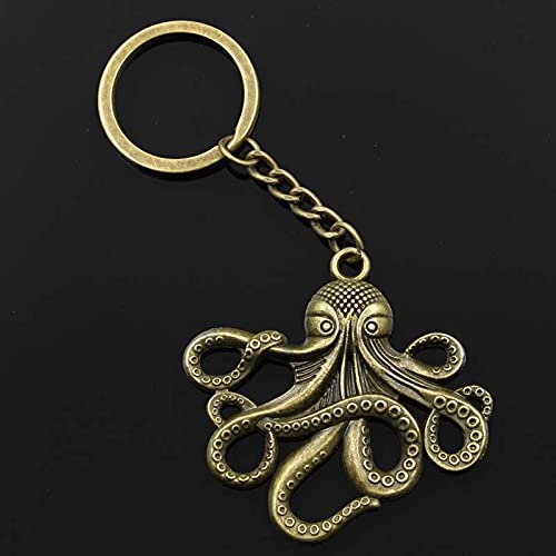 SZLGPJ Llavero de 30mm para Hombres Cadena de Soporte de Metal Vintage Octopus 59x57mm Regalo Colgante de Plata cm Bronze