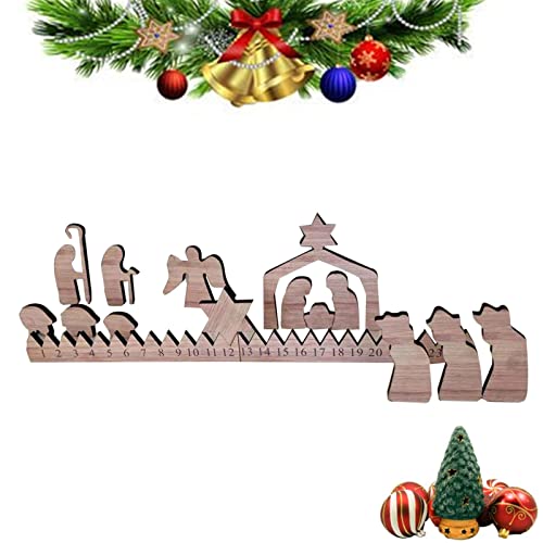 MANGUO Belén - Juego de belén de madera, belén de Navidad, adornos de belén para decoración de Navidad