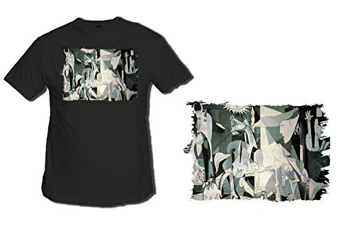 MERCHANDMANIA Camiseta Negra EL GUERNICA DE Pablo Picasso Tshirt