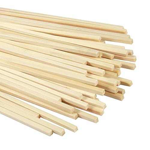 Listones de Madera,50 pcs Palos Madera Manualidades de Bambú Tiras de Bambú Palos de Madera Varillas de Bambú para Manualidades Tablones de Madera Algodon de Azucar para Proyectos,Cuadradas 30cm x5mm