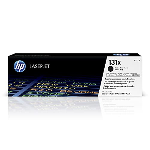 HP 131X CF210X, Negro, Cartucho Tóner de Alta Capacidad Original, de 2.400 páginas, para impresoras HP LaserJet Pro 200 color MFP M276, MFP M276n, MFP M276nw, M251, M251n y M251nw