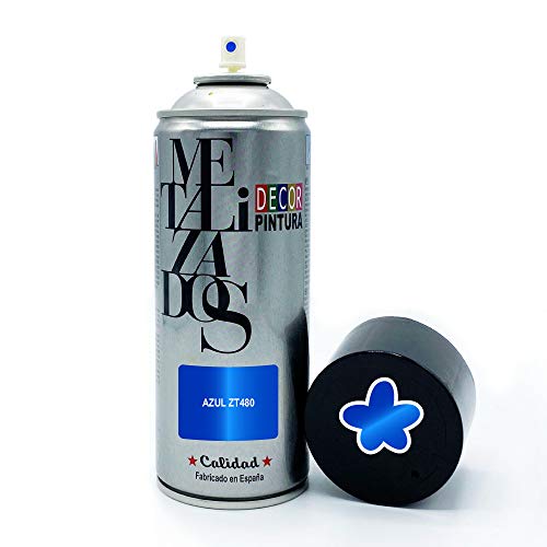 Pintura Spray 400ml imprimacion para madera, metal, ceramica, plasticos/Pintura para todo tipo de cosas y superficies Radiadores, bicicleta, coche, plasticos, microondas, graffiti (Azul Metalizado)