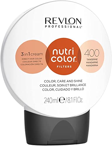 REVLON PROFESSIONAL Nutri Color Filters, Mascarilla de coloración temporal para el pelo, Revive el color del cabello, tono 400 Tangerine, 240 ml