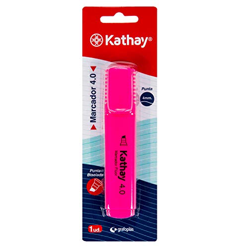 Kathay 86211853. Marcador Fluorescente, Color Rosa, Punta Biselada 4mm