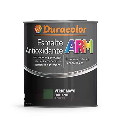 Esmalte Antioxidante ARM - Color Verde Mayo - 4 Litros - Superficie Exterior e Interior - Acabado Brillante y de Rápido Secado - Excelente Dureza y Resistencia - Duracolor