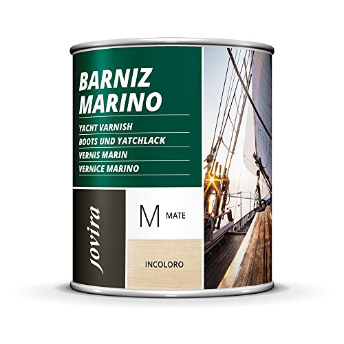 Barniz Marino, barniz madera exterior-interior, barniz madera incoloro-transparente, Especial resistencia en ambientes marinos. (750 Mililitros, Mate)