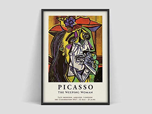 HJGB Póster de Pablo Picasso, Mujer Llorando, exposición de Arte de Picasso, Lienzo Decorativo sin Marco, Pintura G 20x30cm