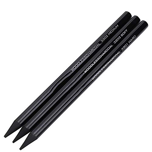 Hztyyier 3 uds lápices de Dibujo lápiz de dibujo de carbono puro profesional duro/medio/suave juego de herramientas de dibujo de carbón sin madera