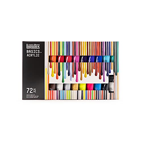 Liquitex Basics - Set de pintura acrílica Studio 72 colores, tubos de 22 ml, colores surtidos, gama completa