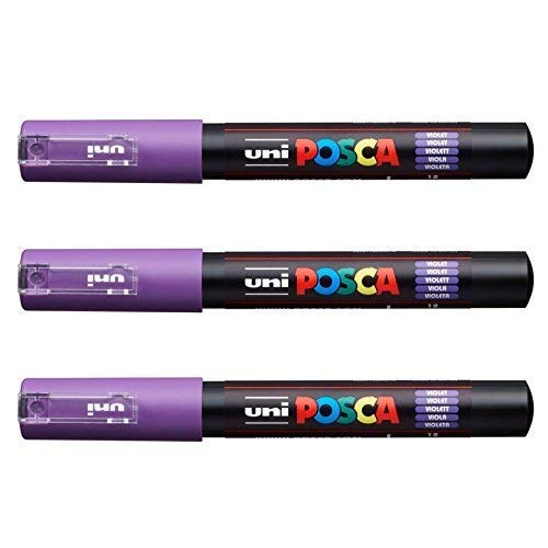 Posca PC-1M por Uni-Ball - Llenos Serie de 22 Colours Disponible Paquete de 3] - Violeta