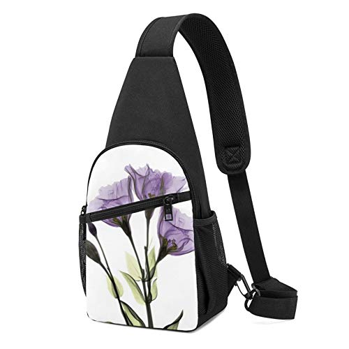 Mochila de la honda hermosa flor púrpura Giclée Sling Bag Crossbody bolsa de hombro viaje senderismo pecho bolsa Daypack, Hermosa flor morada giclée, Talla única,