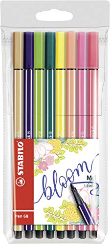 Stabilo 68/03 – 8-16 Pen 68 Living Colors – Estuche de 8 rotuladores (punta media fieltro de dibujo Décor Flor