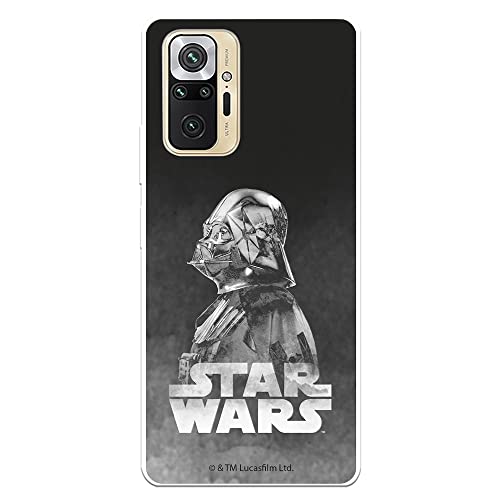 Funda para Xiaomi Redmi Note 10 Pro Oficial de Star Wars Darth Vader Fondo Negro Transparente para Proteger tu móvil. Carcasa para Xiaomi de Silicona Flexible con Licencia Oficial