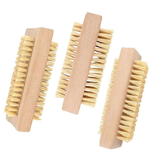 3 Pinceles de Uñas de Madera, Cepillo de Uñas de Sisal Natural para Limpiar Las Uñas, Multifuncional Cepillo de Uñas de Doble Cara para Pedicura, Masaje, SAP, Salón de Belleza