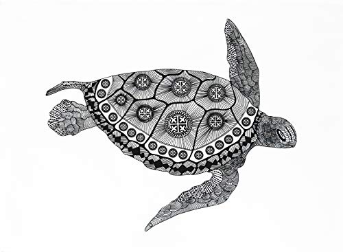 The Zentangle Turtle Large Cotton Tea Towel by Half a Donkey