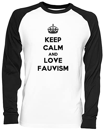 Keep Calm and Love Fauvism Blance Camiseta De Béisbol Unisex Tamaño XL White Baseball tee Tshirt Unisex Size XL