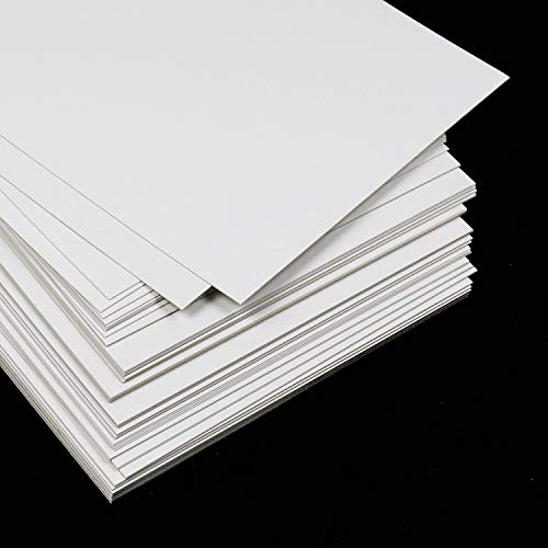 50 láminas Cartulina blanca DIN A4 300gr 0.5 mm, Cartón gráfico cuché estucado brillante, Semi rígido, de máxima calidad, para tarjetas, manualidades, impresión, packaging, Certificado FSC®