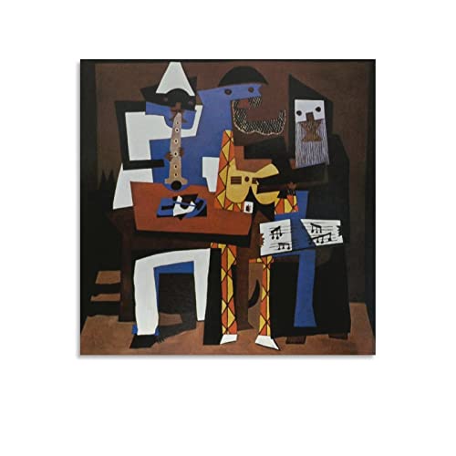 YACHAN Póster de tres músicos de Picasso y arte de pared, impresión moderna de la familia, decoración de dormitorio, 20 x 20 pulgadas (50 x 50 cm)