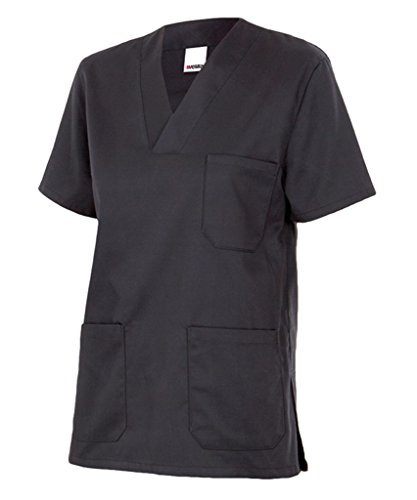 Velilla 589/C0/T0 Camisola pijama de manga corta con escote en pico, Negro