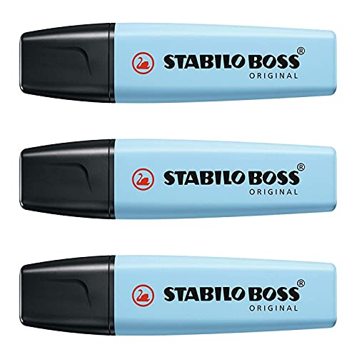 Stabilo - Lote de 3 subrayadores Boss Originales Pastel, color azul