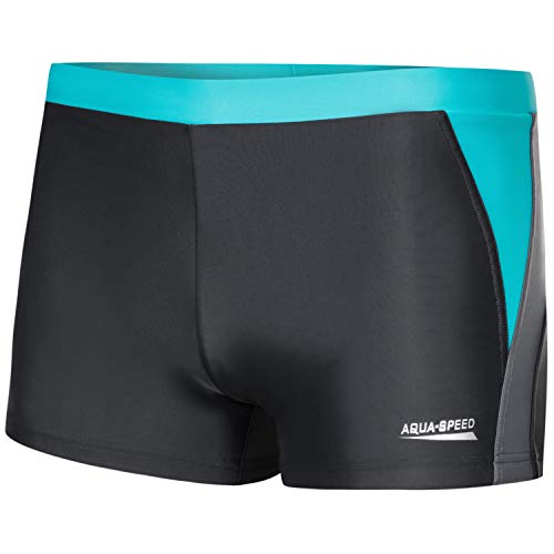 Aqua Speed Dario Mens Bañadores | Pantalones de baño para Hombres | Protección UV | 01. Gris/Gris Claro/Turquesa | Tamaño: S