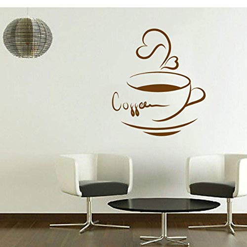 Etiqueta De La Pared De Vinilo Taza De Grano De Café Pegatinas Murales De Bellas Artes Tienda De Decoración Del Hogar Arte De La Pared 57X65Cm