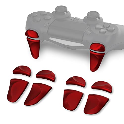 PlayVital 2 Pares de Gatillo Extensor para ps4 Control Accesorios Extensores de Disparo Mejora del Juego Gatillos Bumper Trigger para ps4 Mando Grips Extender Botón para ps4 Slim Pro-Rojo Escarlata