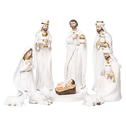 Set de Natividad, Set de Natividad de Navidad, Escena de Natividad de la Sagrada Familia Religiosa Figuras de Estatua de Navidad, Resina de Escena de Pesebre para decoración de hogar de vacaciones