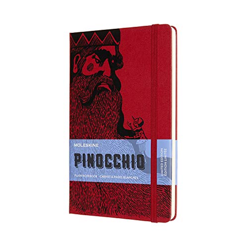 Moleskine, Cuaderno de Edición Limitada Pinocho Tragafuegos, Práginas con Rayas y Tapa Dura, Formato Grande 13x21 cm, Color Rojo Escarlata, 192 Páginas