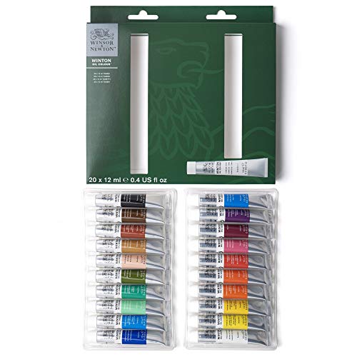 Winsor & Newton óleo Winton - Set de óleo de 20 tubos de 12ml colores surtidos para iniciación a la pintura al óleo
