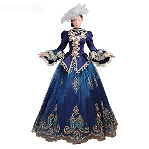 GELTDN Vestido de Fiesta Azul Vestido Medieval Barroco Siglo XVIII Renacimiento Período histórico Vestido de Mujer (Color : A, Size : XL Code)
