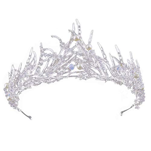 Frcolor Corona vintage Queen de cristal, estilo barroco, para boda, novia, baile de graduación, corona (plateada)